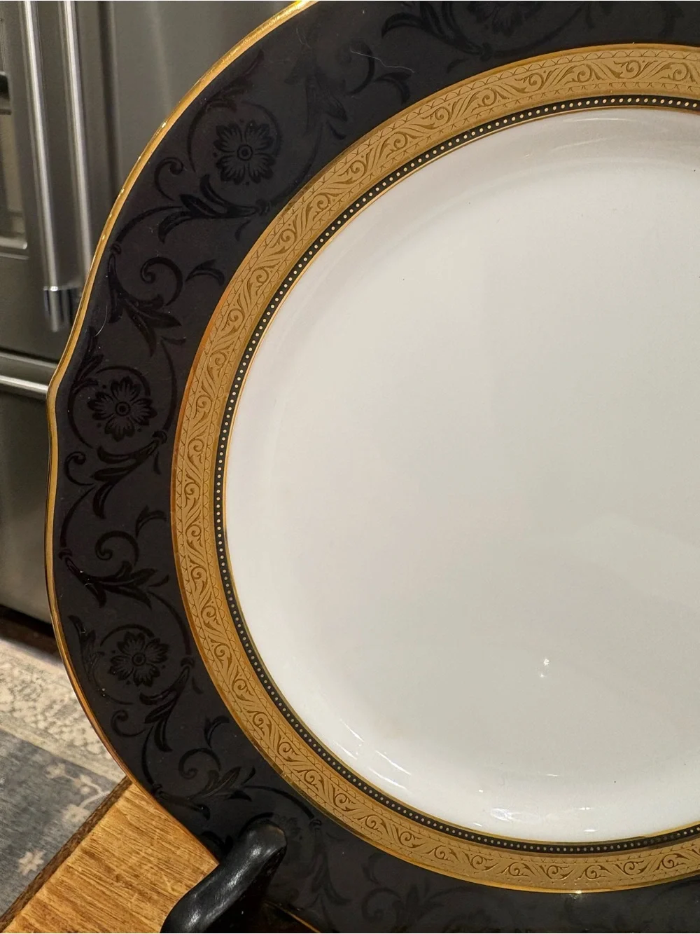 Noritake Kingswood Gold Black Accent Salad Plates Set-4